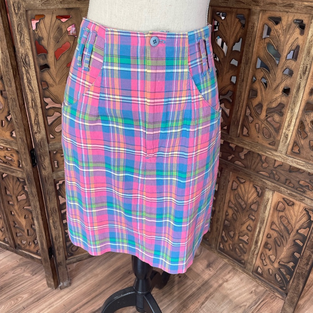 Plaid Women's Skirt in Pink and Blue
